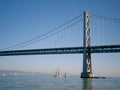 Boats sail under the San Francisco side of Bay Bridge