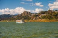Boats and sailboats on the Valle de Bravo dam Royalty Free Stock Photo