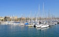 Boats, sailboats, and yachts in the port of Barcelona Royalty Free Stock Photo