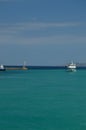 Boats Sailing At The Entrance Of The Corinth Canal Where They Bind But Do Not Mix The Blue Color Indigo Of Aegean Sea And The Gree