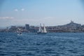 Boats sailing in front of Vieux Port of Marseille