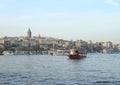 Boats sailing Golden Horn Bay in Istanbul