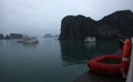 Boats sailing out on Halong Bay, in Vietnam Royalty Free Stock Photo