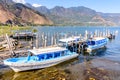 Boats at San Juan la Laguna dock, Lake Atitlan, Guatemala