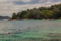 Boats at Sapi Island in Tunku Abdul Rahman National Park, Sabah, Malays Royalty Free Stock Photo