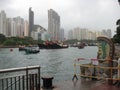 Boats in the scenic Aberdeen harbour, Hong Kong