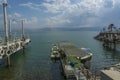 Boats on Sea of Galilee in Tiberias port