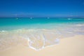 Boats in the sea off Maehama Beach in Miyakojima, Okinawa, Japan Royalty Free Stock Photo