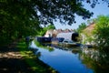 Boats and shadows under the trees on the Oxford canal Royalty Free Stock Photo