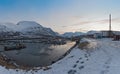 Boats in the sheltered harbor at Nord-Lenangen, Lyngen, Troms county, Norway