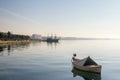 Boats and ships on the Aegean sea on Thessaloniki seafront in Greece