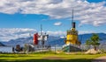 Boats and ships at the Sternwheeler SS Sicamous Heritage Park Okanagan Lake in Penticton BC Canada on summer sunny day