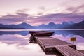 Boats sit on the dock at Lake McDonald Royalty Free Stock Photo