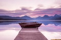 Boats sit on the dock at Lake McDonald Royalty Free Stock Photo