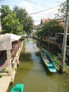 Boats in small canal in Nonthaburi , Thailand