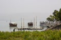Boats at the small jetty at the Yigal Allon Centre on Gallilee Royalty Free Stock Photo