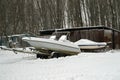 Boats on snow Royalty Free Stock Photo