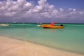 Serene beach scene in the Caribbean island of Aruba. Royalty Free Stock Photo