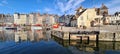 Boats standing in the harbour of Honfleur, Normany, France Royalty Free Stock Photo