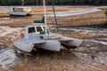 Boats Stranded Up A Creek At Low Tide