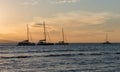 Boats at sunset - beautiful Kaanapali Beach vista, Maui Royalty Free Stock Photo