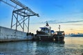 Boats at sunset in the Black sea Royalty Free Stock Photo