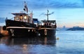 Boats at sunset in the Black sea Royalty Free Stock Photo