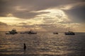 Boats at Sunset in Costa Rica Royalty Free Stock Photo
