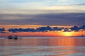 Boats at sunset at Diniwid Beach, Boracay Island, Philippines Royalty Free Stock Photo