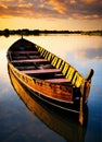 The boats are surrounded by a serene outdoor landscape with reflections on the water