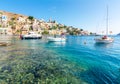 Boats in Symi port, Dodecanese islands, Greece