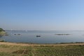 Boats in Taungthaman Lake Amarapura, Mandalay, Myanmar Royalty Free Stock Photo