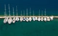 Boats tethered in harbour in Corfu