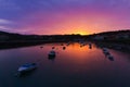 Boats in th river of Plentzia at sunset Royalty Free Stock Photo