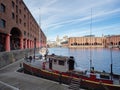 Boats tide to the quayside Albert docks Liverpool