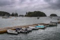 Boats Tied to Dock in Lobster Fishery Wharf Royalty Free Stock Photo