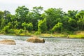 Boats for transporting tourists to Phong Nha cave, Phong Nha - Ke Bang national park, Viet Nam Royalty Free Stock Photo