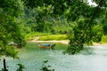 Boats for transporting tourists to Phong Nha cave, Phong Nha - Ke Bang national park, Viet Nam. Royalty Free Stock Photo