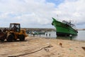 Boats under maintenance at a port