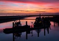 Boats under sunset Royalty Free Stock Photo