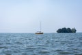 Boats in the upper lake at Bhopal which is also known as `city of lakes`.