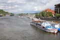 Boats on Vltava River Prague Czech Republic Royalty Free Stock Photo