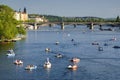 Boats on Vltava river, Prague