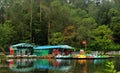 Boats are waiting for tour people at kodaikanal boat house at early morning with reflections.