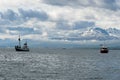 Boats waiting for Whales, Eyjafjordur Iceland Royalty Free Stock Photo