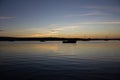 Boats on the water of the river Exe near Lympstone, Devon at dusk Royalty Free Stock Photo