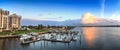 Boats and waterfront view at dawn over the Indian River