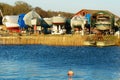 Boats in winter storage Royalty Free Stock Photo