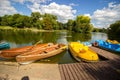 Boats at wooden dock, Birmingham, England