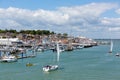 Boats and yachts Cowes harbour Isle of Wight with blue sky Royalty Free Stock Photo